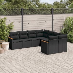 Set Divano da Giardino 8 pz con Cuscini Beige Misto Polyrattan