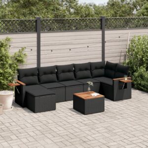 Set Divani da Giardino 7 pz con Cuscini Beige in Polyrattan