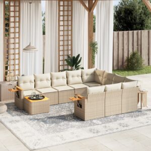 Set Divani da Giardino 11 pz con Cuscini in Polyrattan Nero
