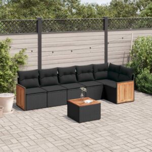 Set Divano da Giardino 6 pz con Cuscini Beige in Polyrattan