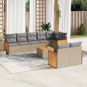 Set Divani da Giardino con Cuscini 8 pz Nero in Polyrattan