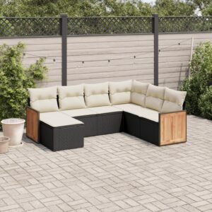 Set Divani da Giardino 7 pz con Cuscini Grigio in Polyrattan
