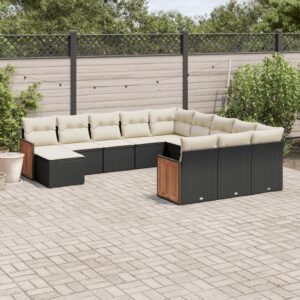 Set Divani da Giardino 12 pz con Cuscini Grigio in Polyrattan
