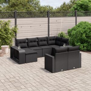 Set Divano da Giardino 10 pz con Cuscini Beige in Polyrattan