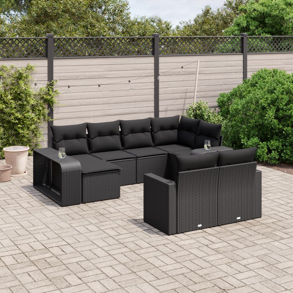Set Divano da Giardino 10 pz con Cuscini Beige in Polyrattan