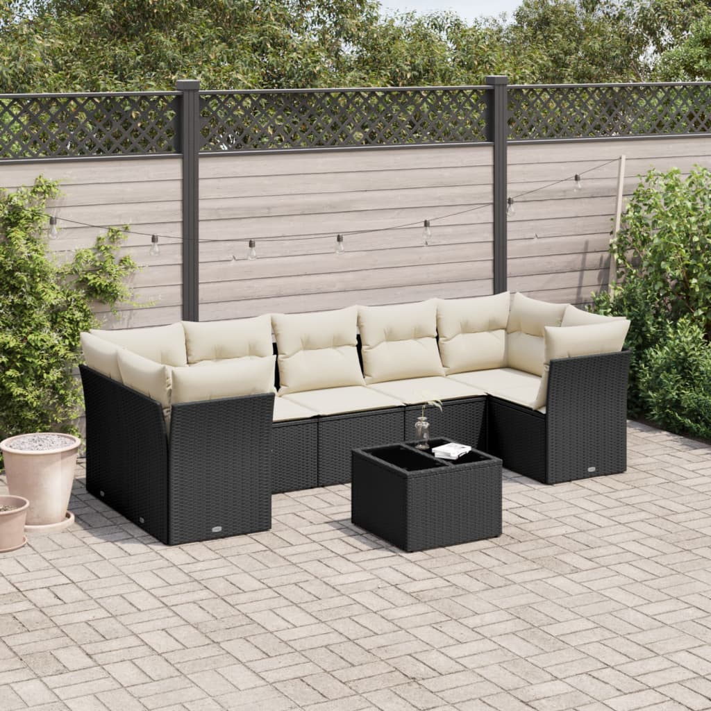 Set Divano da Giardino 8 pz con Cuscini Grigio in Polyrattan