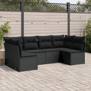 Set Divano da Giardino 6 pz con Cuscini Grigio in Polyrattan