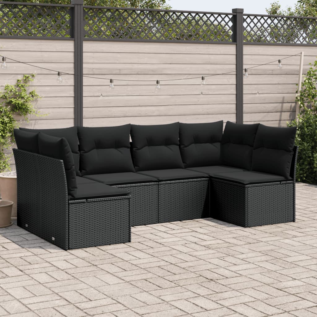 Set Divano da Giardino 6 pz con Cuscini Grigio in Polyrattan