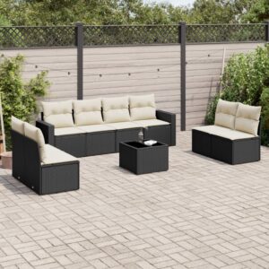Set Divano da Giardino 8 pz con Cuscini Grigio in Polyrattan