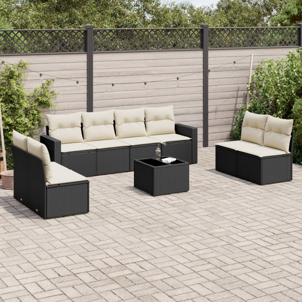 Set Divano da Giardino 8 pz con Cuscini Grigio in Polyrattan