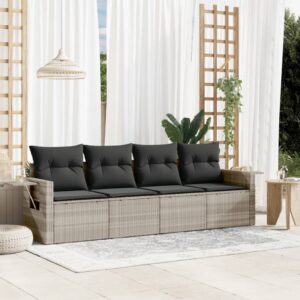 Set Divani da Giardino 5 pz con Cuscini in Polyrattan Nero