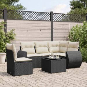 Set Divano da Giardino 5 pz con Cuscini Beige in Polyrattan