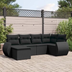Set Divano da Giardino 6 pz con Cuscini Beige in Polyrattan