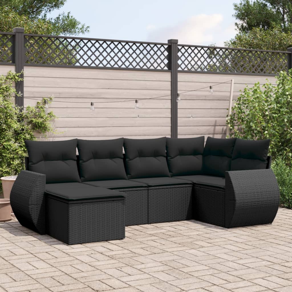 Set Divano da Giardino 6 pz con Cuscini Beige in Polyrattan