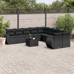 Set Divano Giardino 10 pz con Cuscini Grigio Chiaro Polyrattan