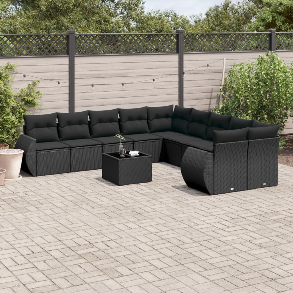 Set Divano Giardino 10 pz con Cuscini Grigio Chiaro Polyrattan