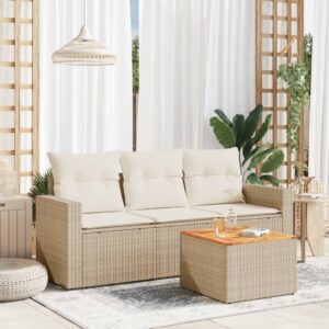 Set Divani da Giardino 4 pz con Cuscini in Polyrattan Grigio