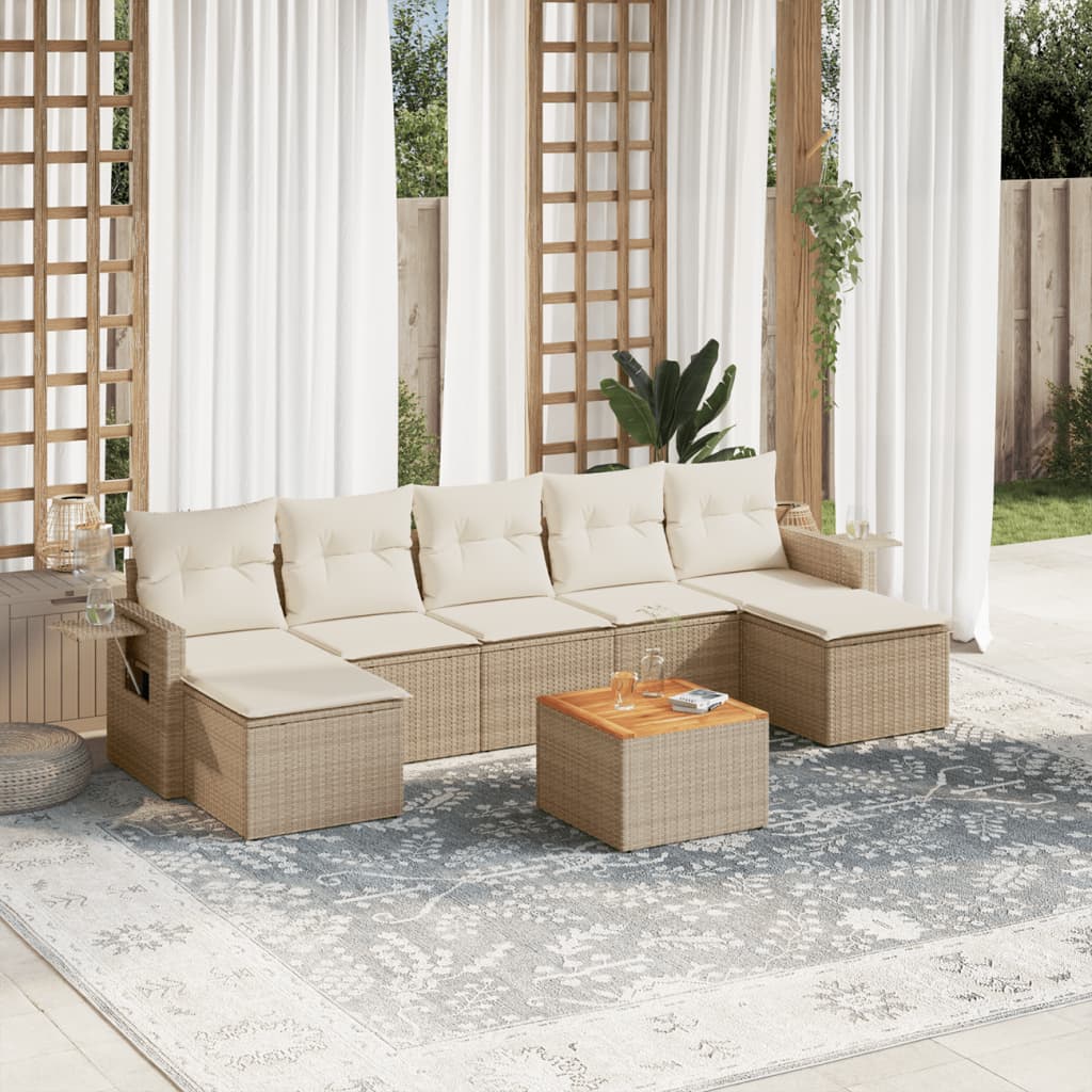 Set Divano da Giardino 8 pz con Cuscini Grigio in Polyrattan
