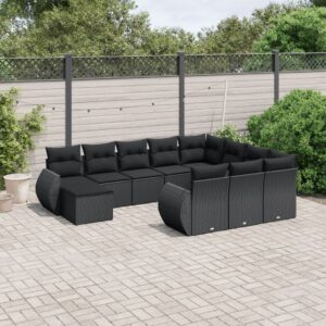 Set Divani da Giardino 11 pz con Cuscini in Polyrattan Grigio