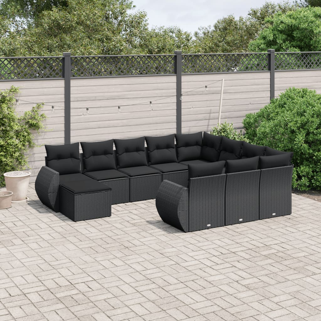 Set Divani da Giardino 11 pz con Cuscini in Polyrattan Grigio