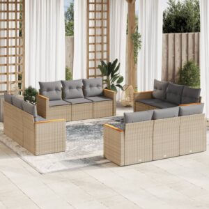Set Divani da Giardino 12 pz con Cuscini Nero in Polyrattan