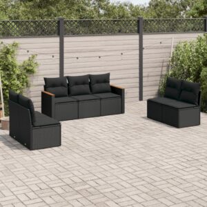 Set Divani da Giardino 7 pz con Cuscini Grigio in Polyrattan