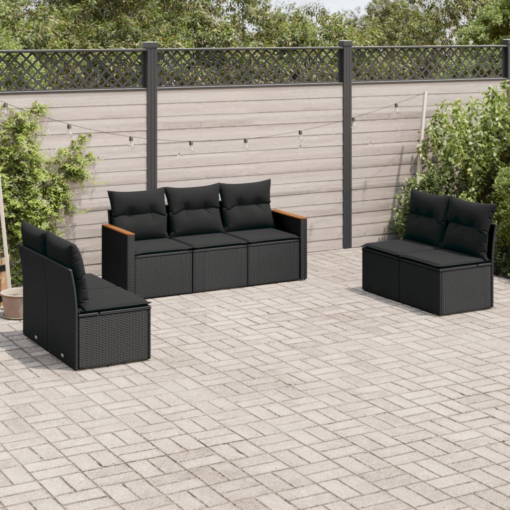 Set Divani da Giardino 7 pz con Cuscini Grigio in Polyrattan