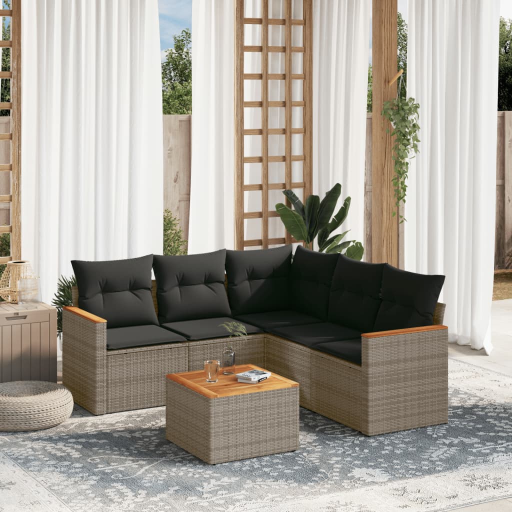 Set Divano da Giardino 5 pz con Cuscini Grigio in Polyrattan