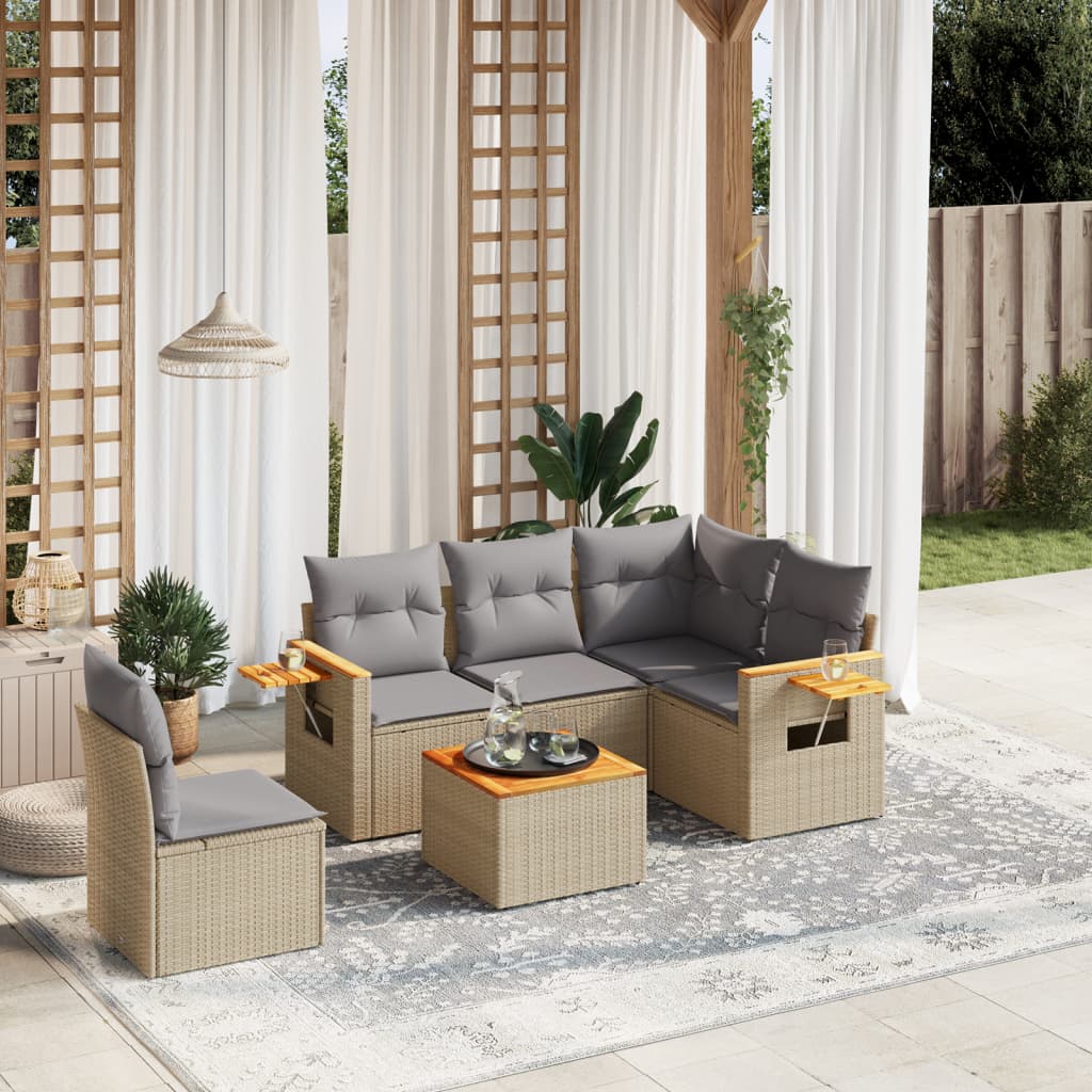 Set Divani da Giardino 5 pz con Cuscini in Polyrattan Nero