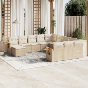 Set Divani da Giardino 11 pz con Cuscini in Polyrattan Nero