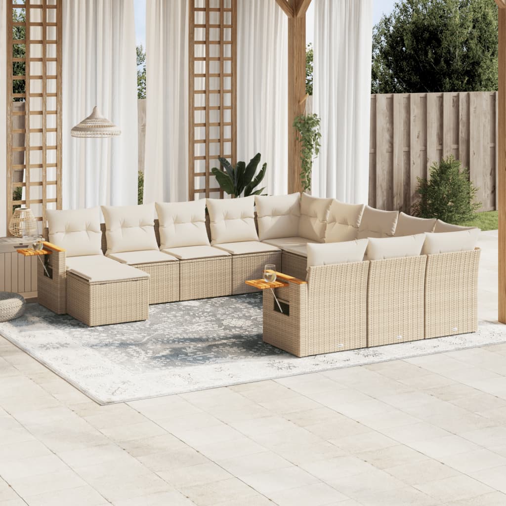Set Divani da Giardino 11 pz con Cuscini in Polyrattan Nero