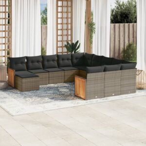 Set Divani da Giardino 12 pz con Cuscini Nero in Polyrattan
