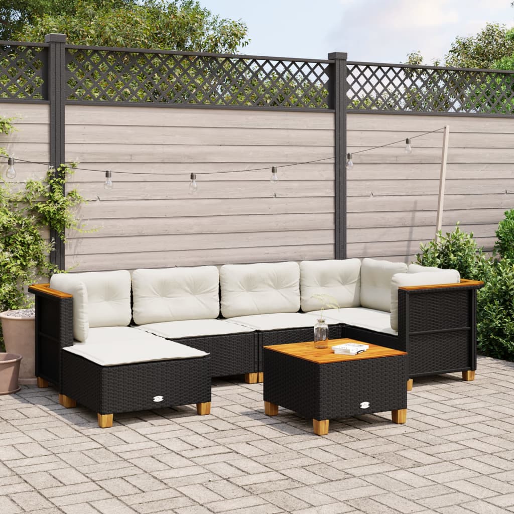 Set Divani da Giardino 7 pz con Cuscini Grigio in Polyrattan