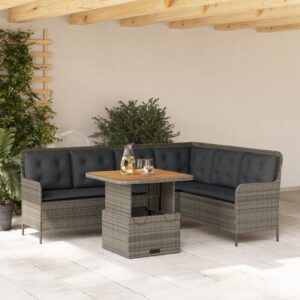Set Divano da Giardino 2 pz con Cuscini Grigio in Polyrattan