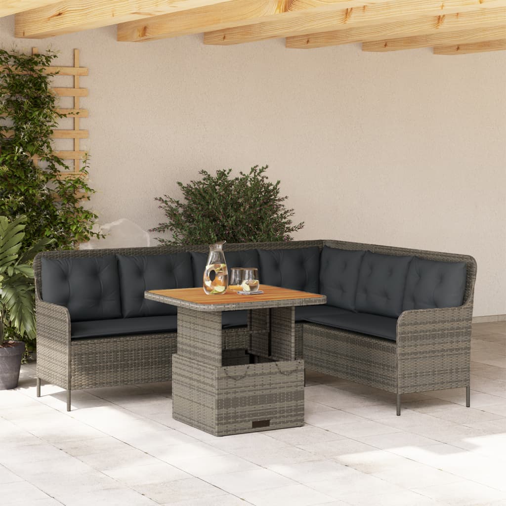 Set Divano da Giardino 2 pz con Cuscini Grigio in Polyrattan