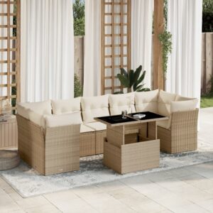 Set Divani da Giardino con Cuscini 8 pz Nero in Polyrattan
