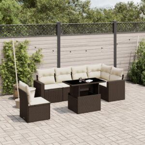 Set Divani da Giardino con Cuscini 7pz Nero Polyrattan