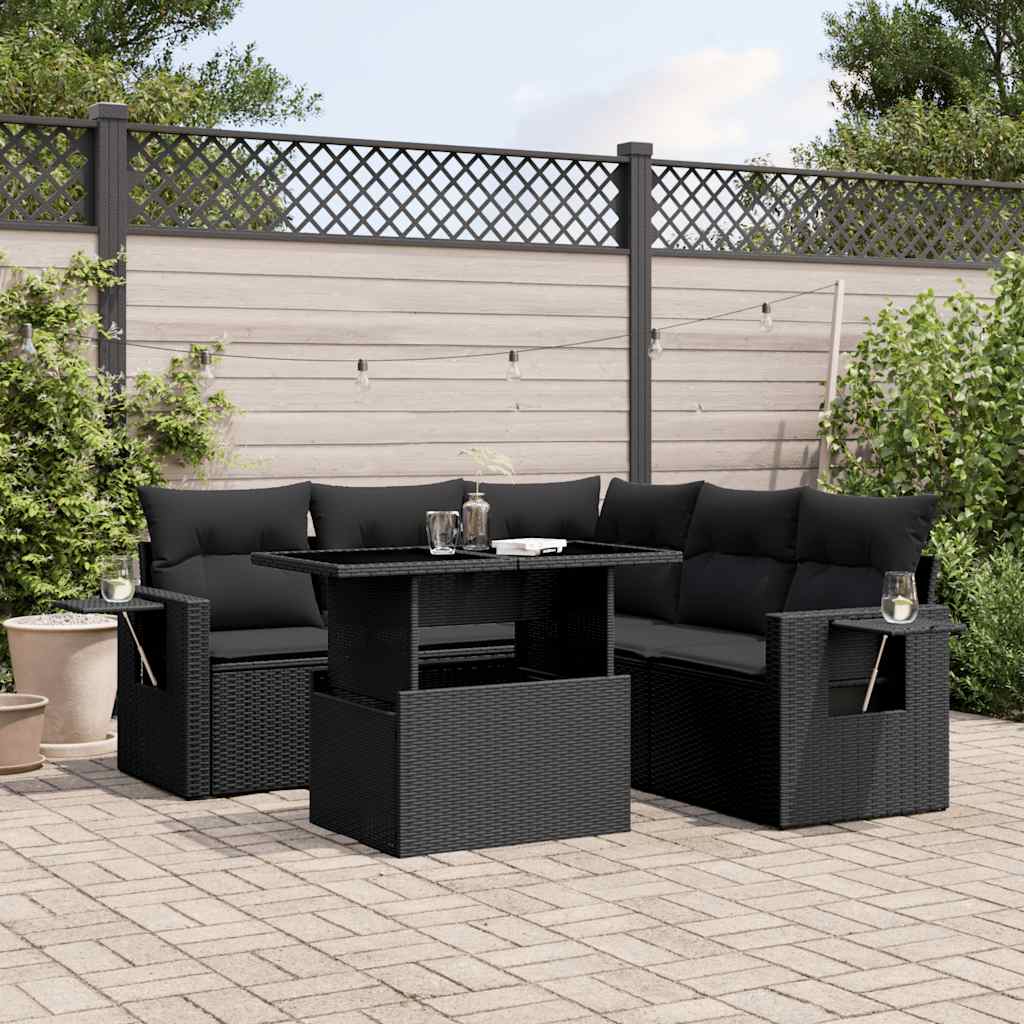 Set Divano da Giardino 6 pz con Cuscini Beige in Polyrattan