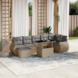 Set Divani da Giardino con Cuscini 8 pz Nero in Polyrattan