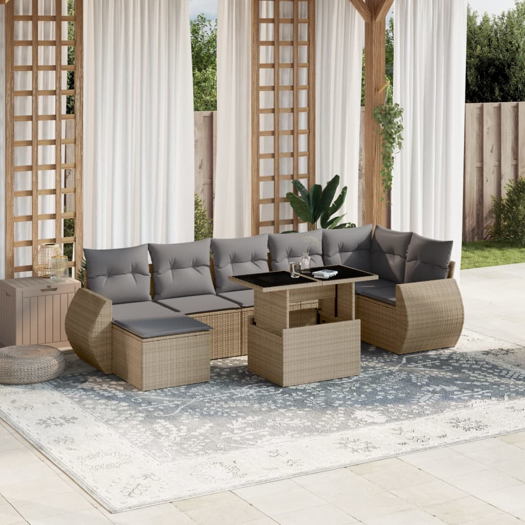 Set Divani da Giardino con Cuscini 8 pz Nero in Polyrattan