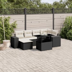 Set Divani da Giardino 7 pz con Cuscini Grigio in Polyrattan