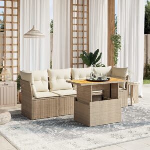 Set Divani da Giardino 5 pz con Cuscini in Polyrattan Nero