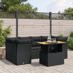 Set Divani da Giardino 7 pz con Cuscini Grigio in Polyrattan