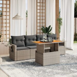 Set Divani da Giardino 5 pz con Cuscini in Polyrattan Nero