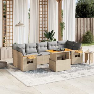 Set Divani da Giardino con Cuscini 8 pz Nero in Polyrattan