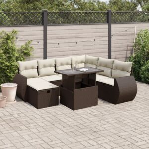 Set Divani da Giardino con Cuscini 8 pz Nero in Polyrattan