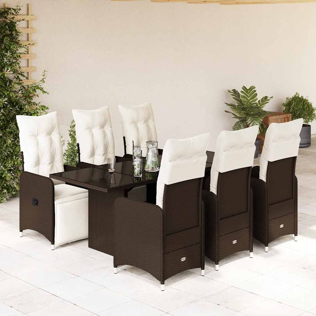 Set Bistrò da Giardino 3 pz con Cuscini in Polyrattan Marrone