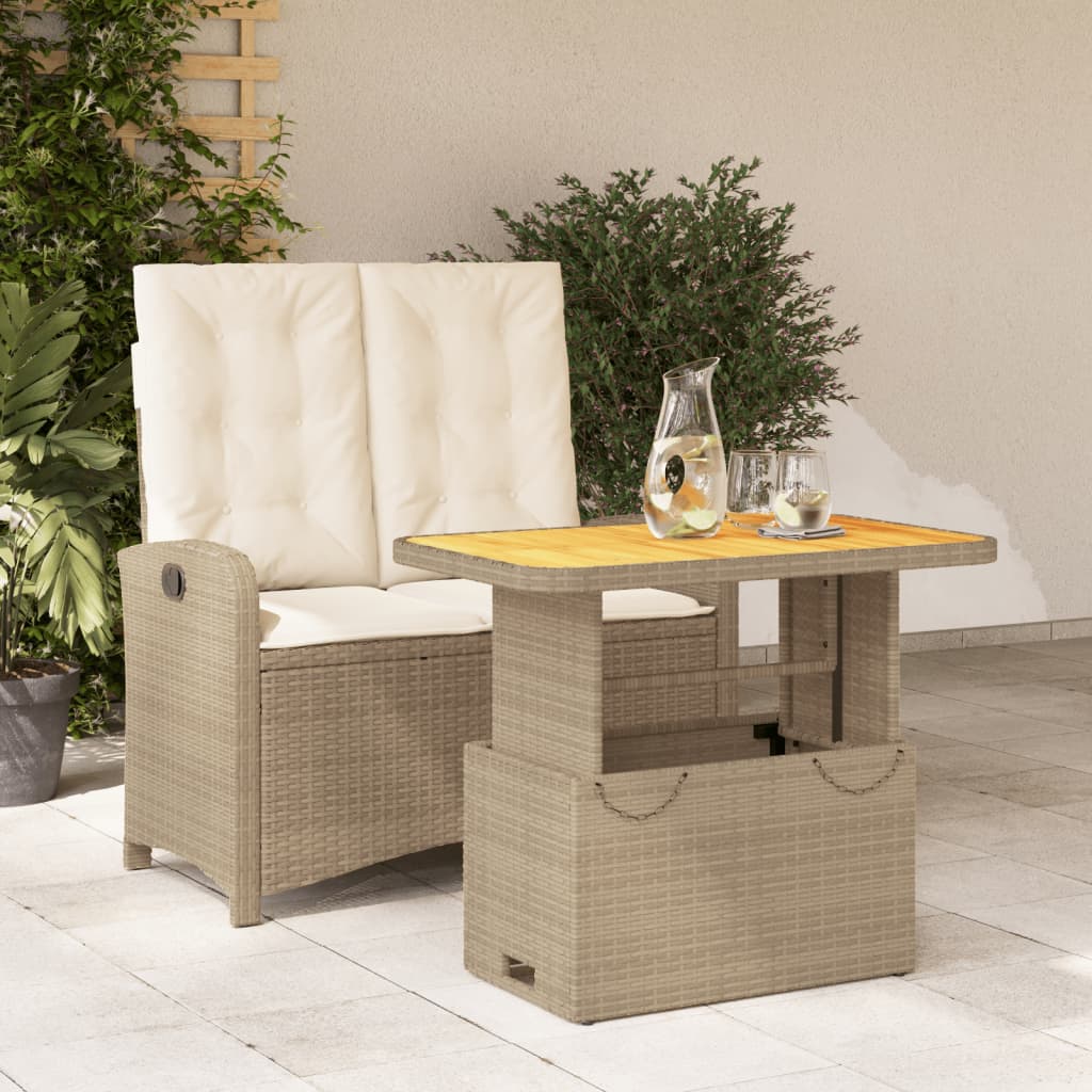 Set da Pranzo da Giardino 5 pz con Cuscini Beige in Polyrattan
