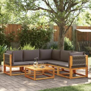 Set di divani da giardino 5 pezzi con cuscini in legno di acacia e corda