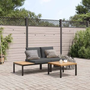 Set Divani da Giardino 3 pz con Cuscini in Alluminio Nero